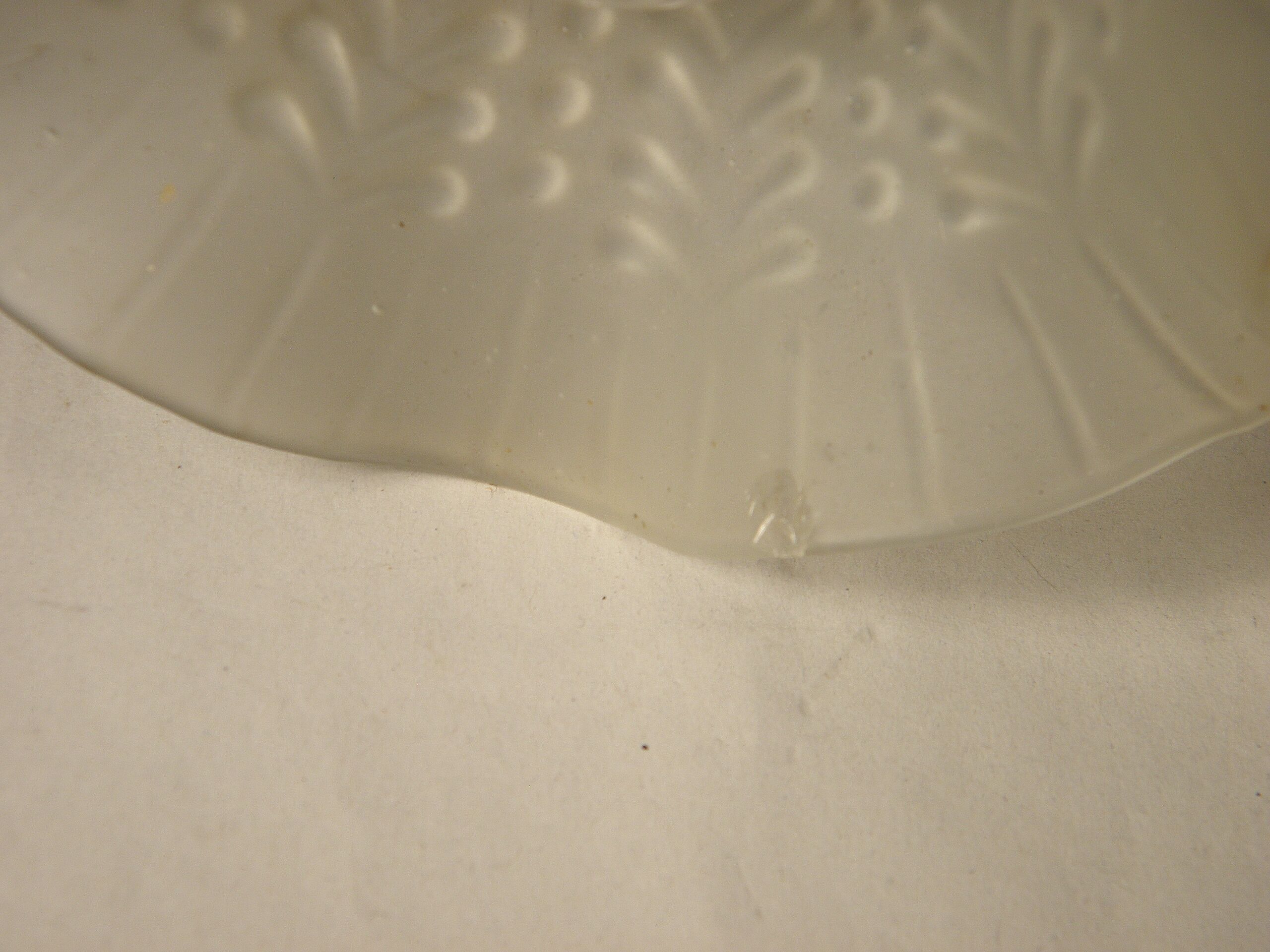 Three-spoke brass and glass chandelier