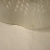 Three-spoke brass and glass chandelier