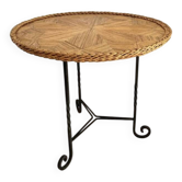 1950s side table with straw marquetry