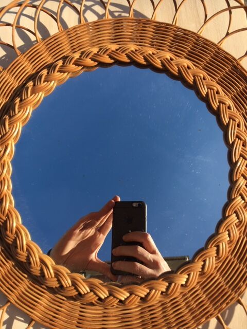 Mirror rattan 35x35cm Sun