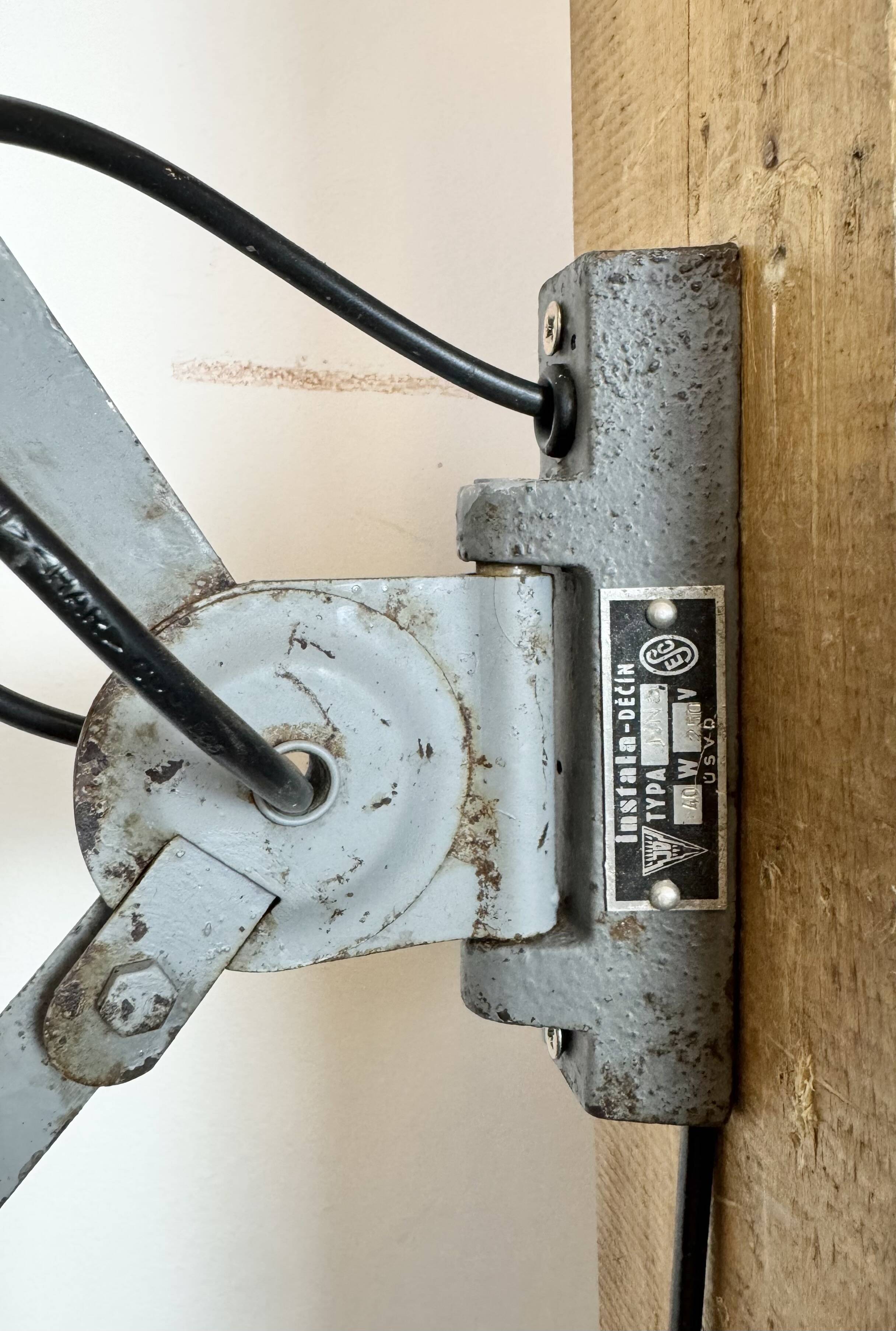 Industrial Grey Scissor Wall Lamp, 1960s