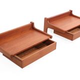 Set of 2 floating teak bedside tables by Borge Mogensen