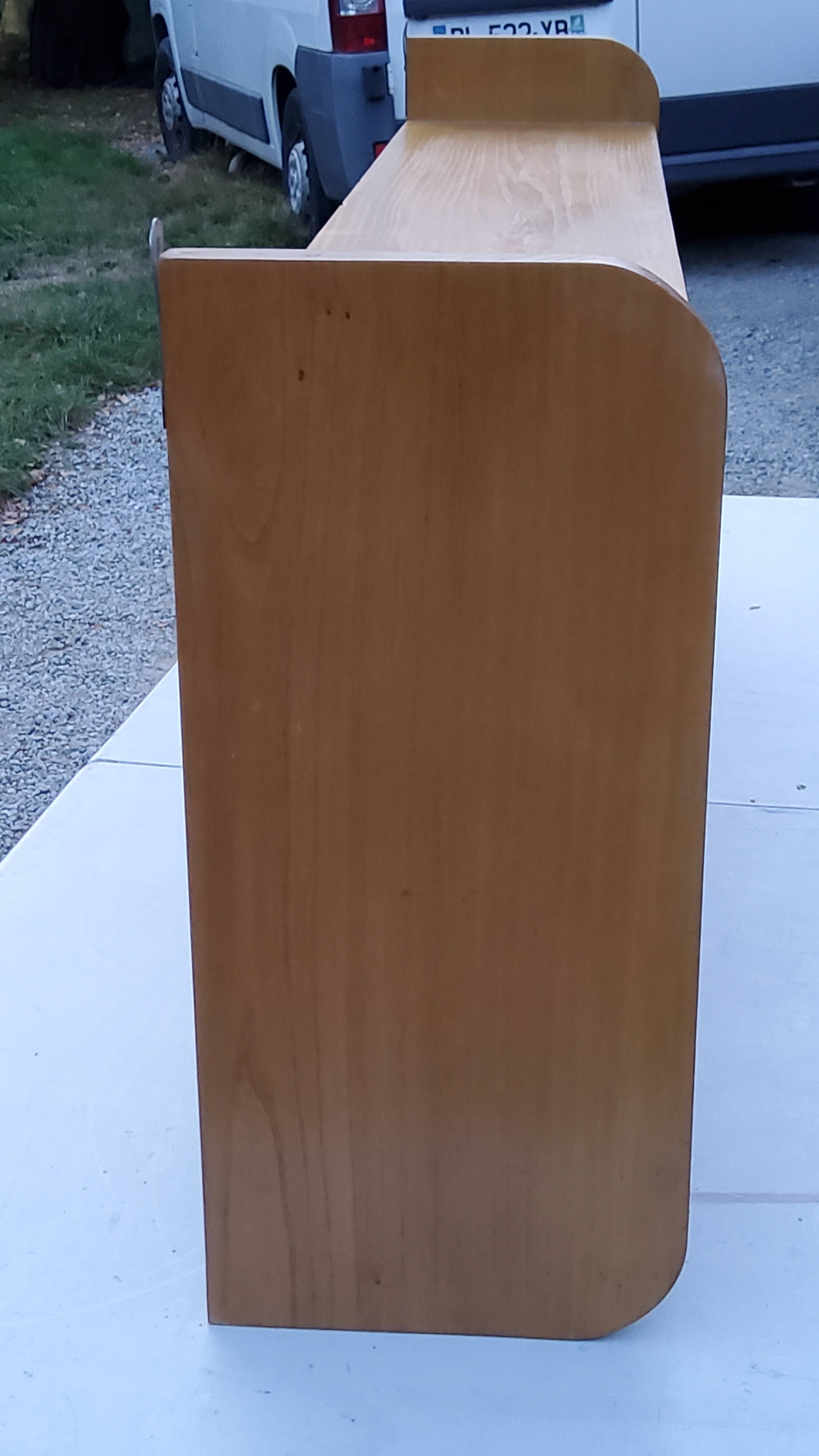 Double wall shelf in solid blond oak from the 1950s