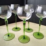 5 plain glass Alsace white wine glasses