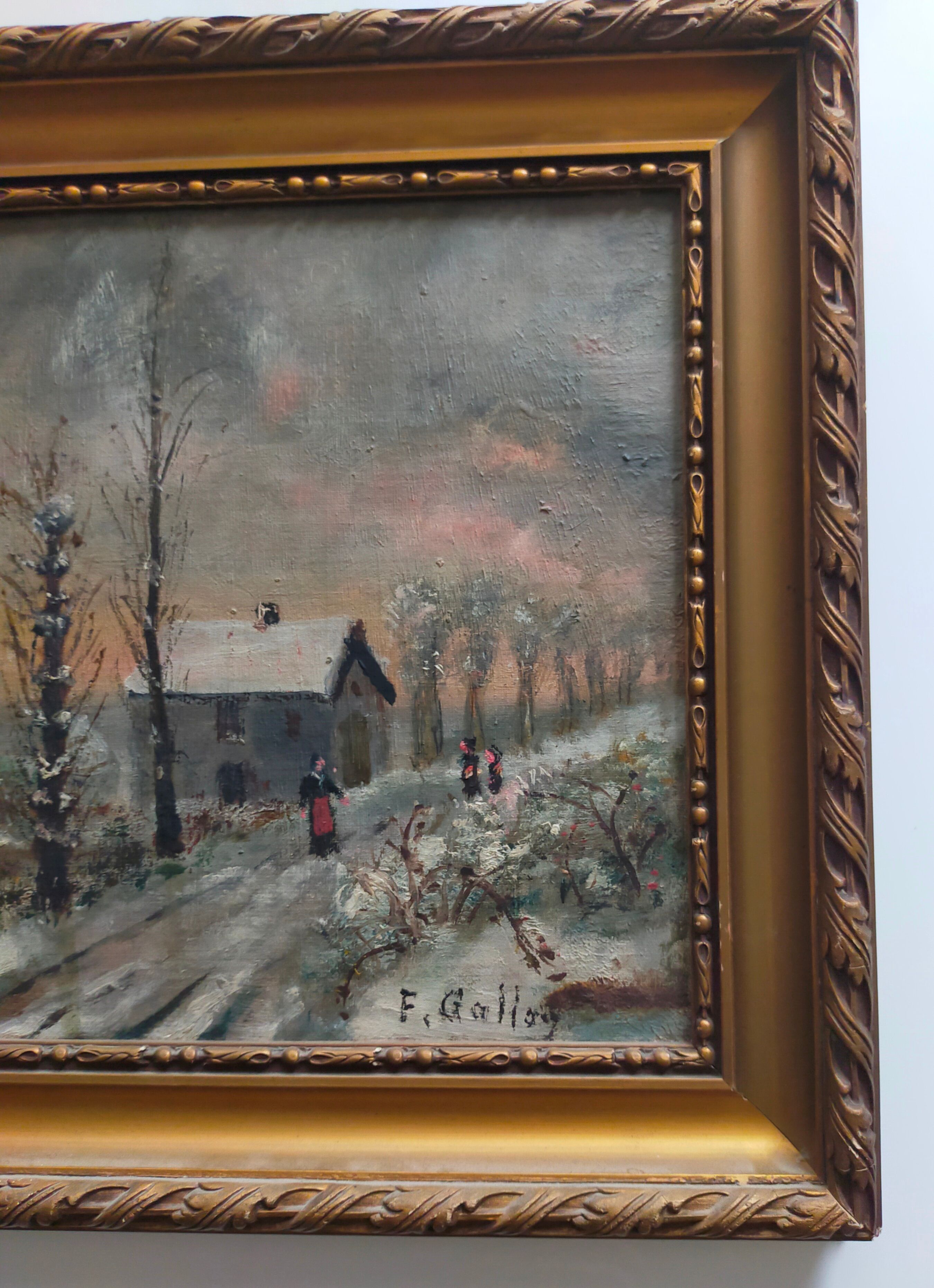 Winter landscape oil on panel signed