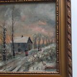 Winter landscape oil on panel signed