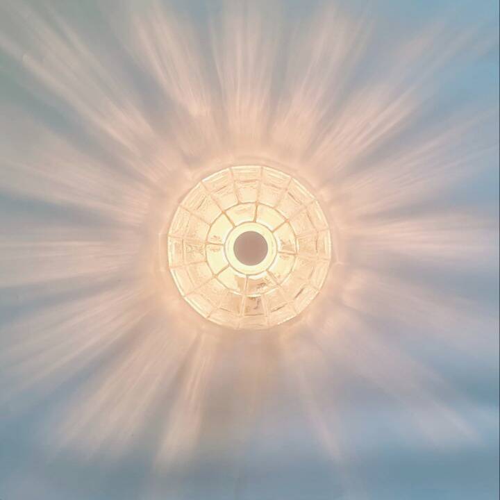 Mid-century modern white iron glass flush mount or ceiling light from limburg, germany, 1960s