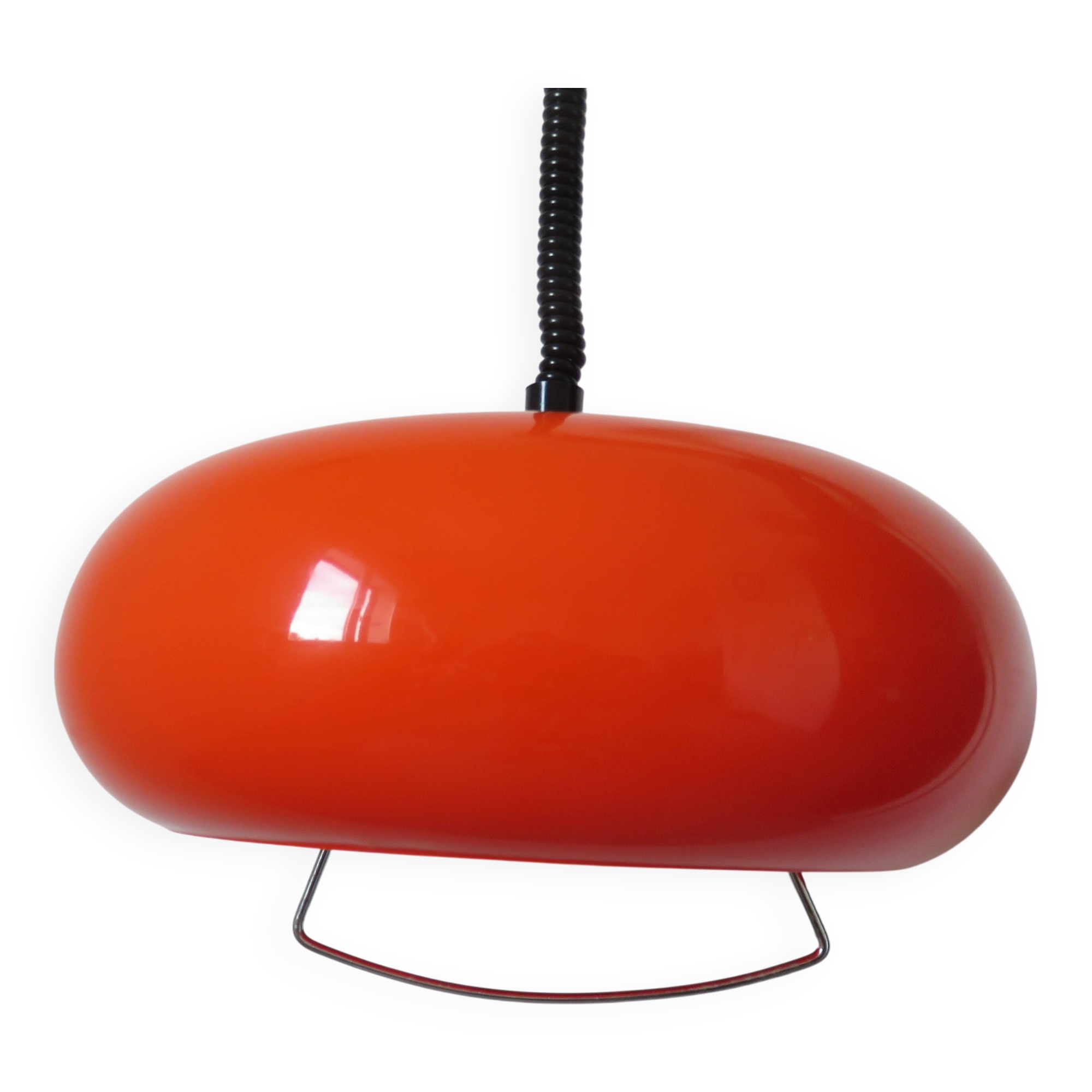 Orange perspex and chrome metal pendant light, space age, 1970