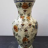 Old vase h becquet ceramic décor flowers made in belgium vintage