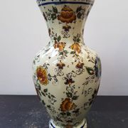 Old vase h becquet ceramic décor flowers made in belgium vintage