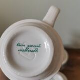 Set of 4 vintage bar coffee cups Sarreguemines vintage screen-printed blue flower pattern