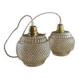 Pair of modern vintage globe pendant lights