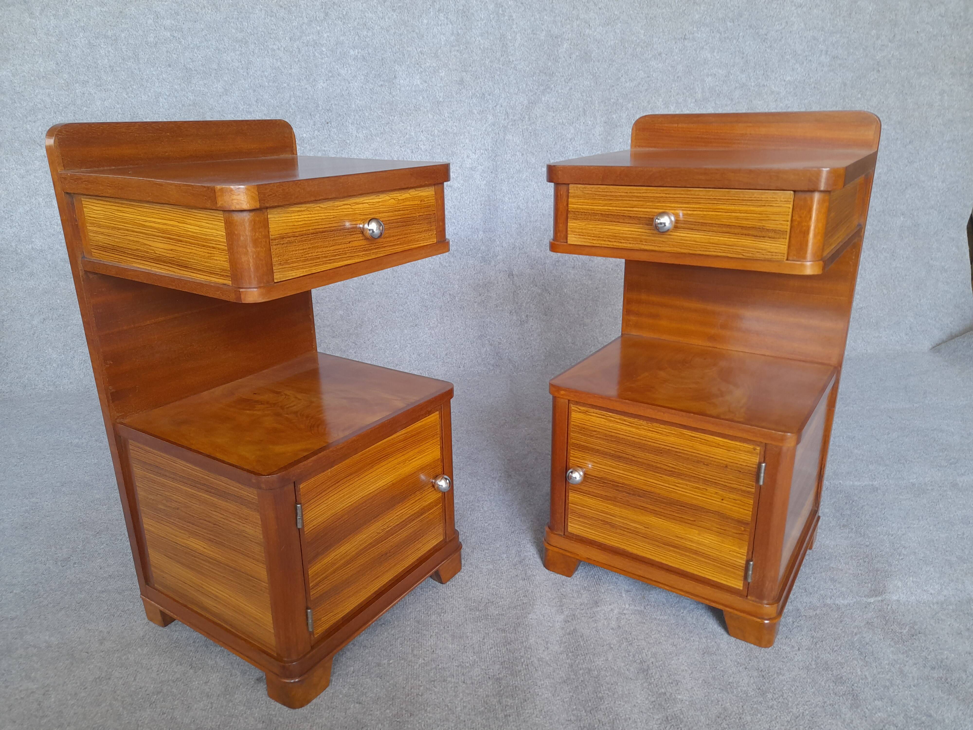 Art Deco bedside tables in pairs