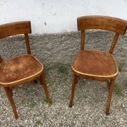 Series of 10 vintage bentwood curved wood bistro chairs