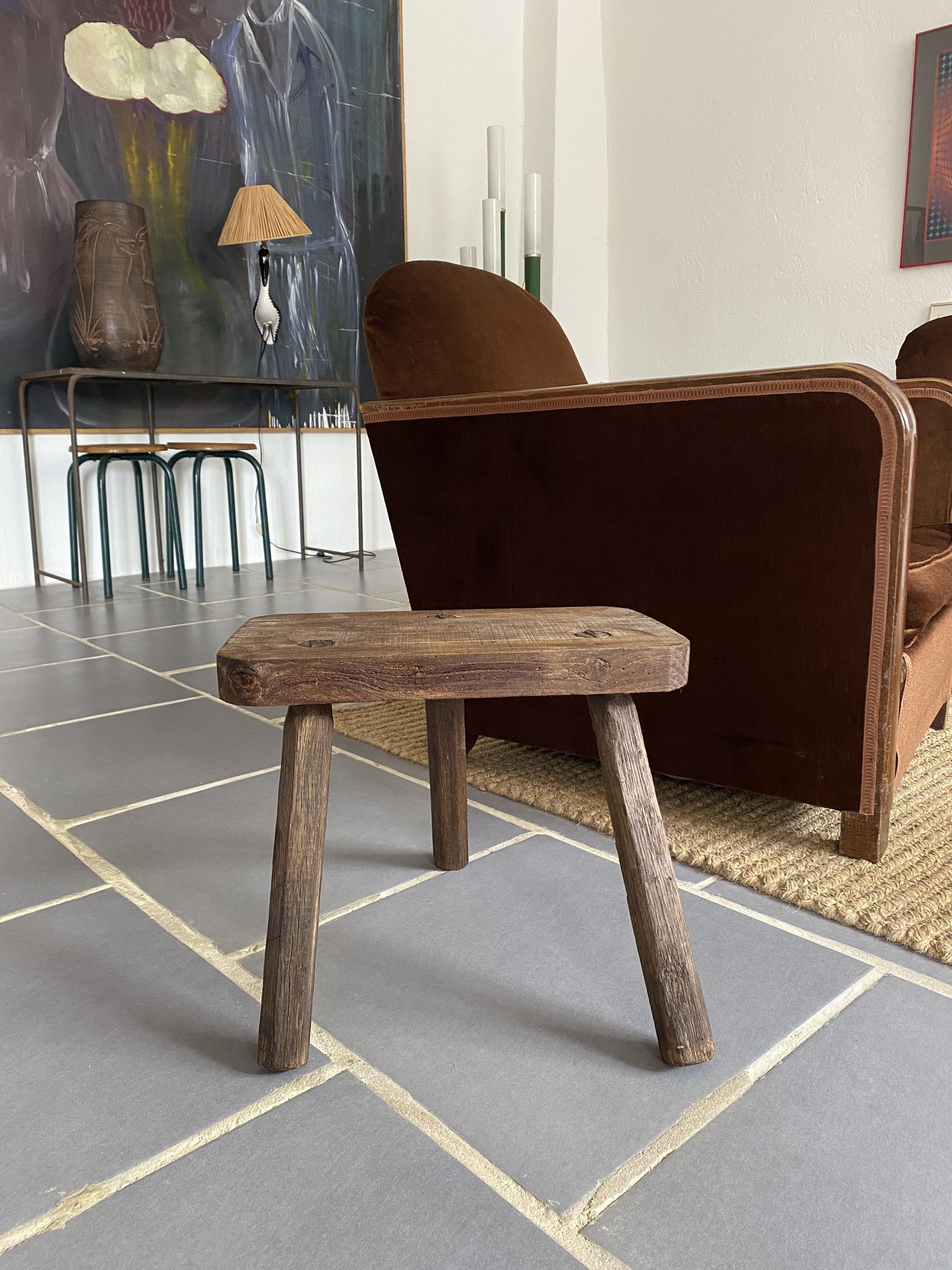 Tabouret de ferme tripode ancien