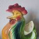 Pair of duck and rooster jugs in St Clément barbotine vintage