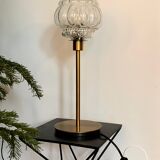 Vintage table lamp with bubbled glass globe