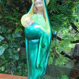 Vierge a l'enfant faience de desvres fourmaintraux - art deco