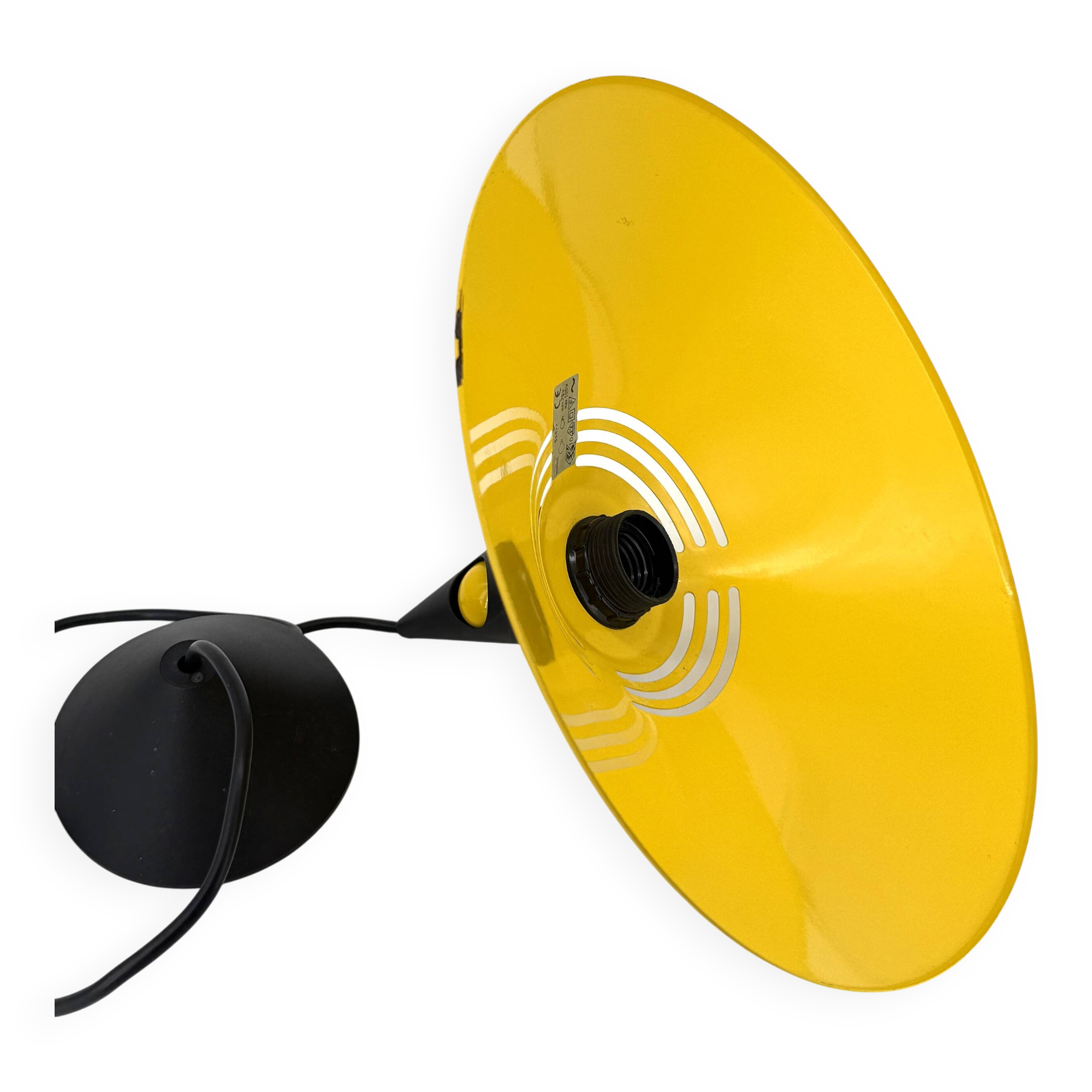 Vintage yellow and black lacquered metal pendant light