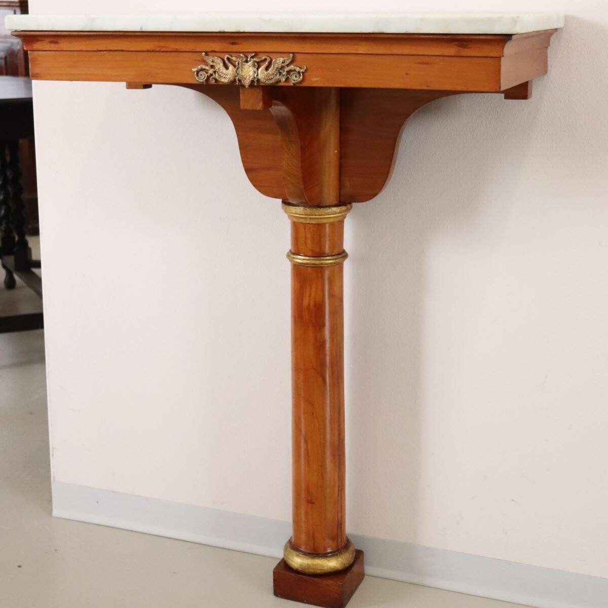 Console Table In Cherry Wood And Marble Top, Early 19th Century
