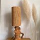 Brutalist style lamp, raw wood and rope