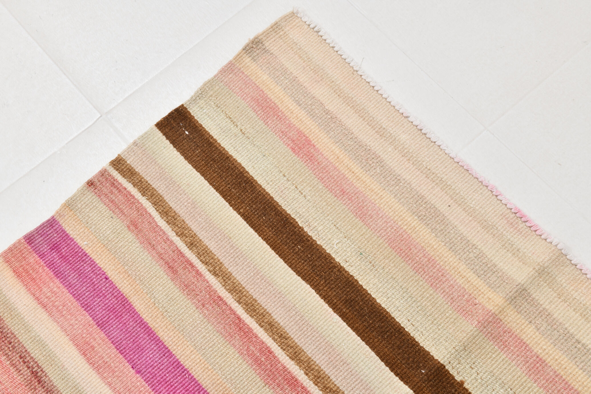 Striped wool kilim rug, 216x292 cm
