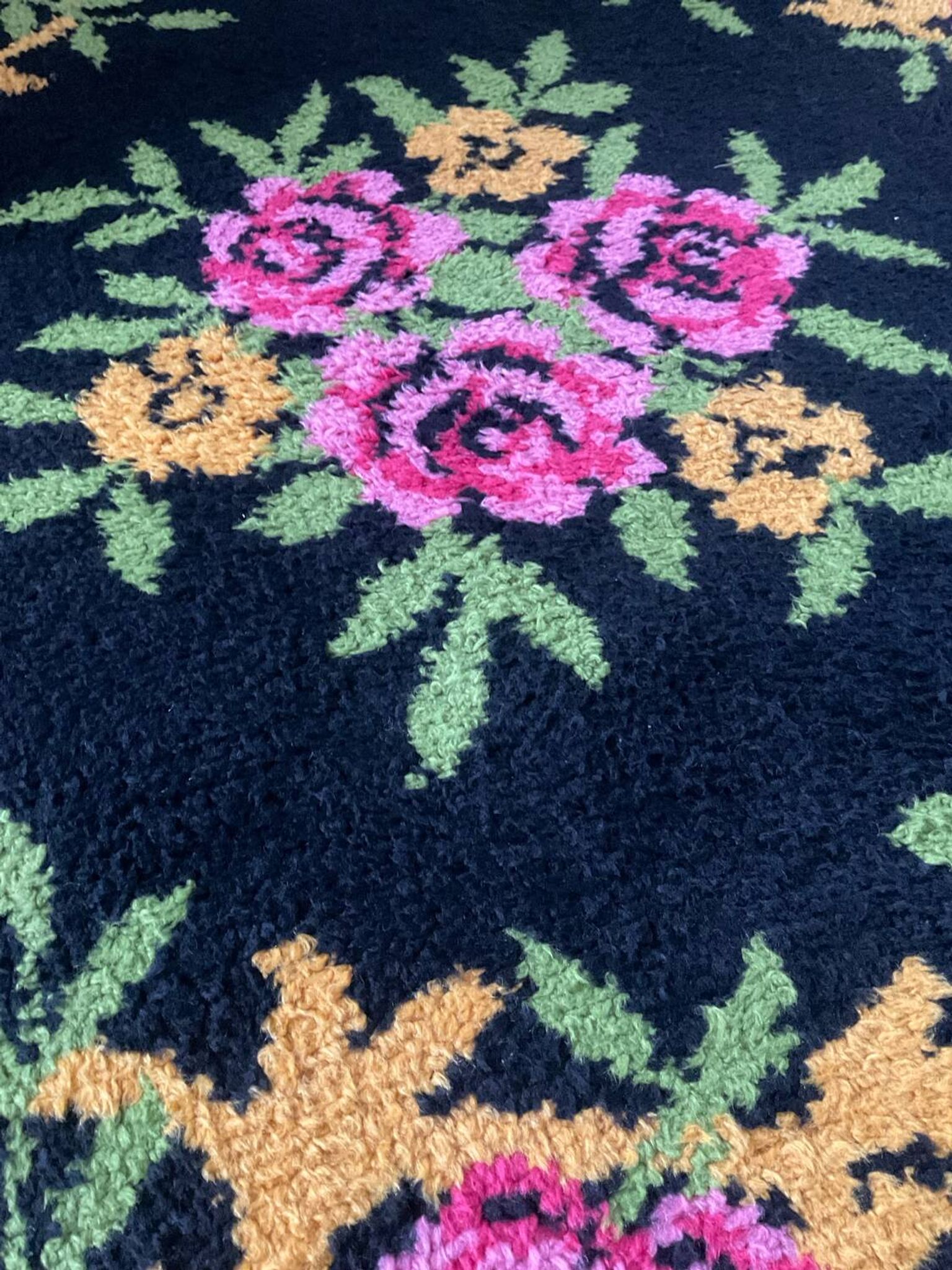 Tapis rond vintage en laine 150cm années 70