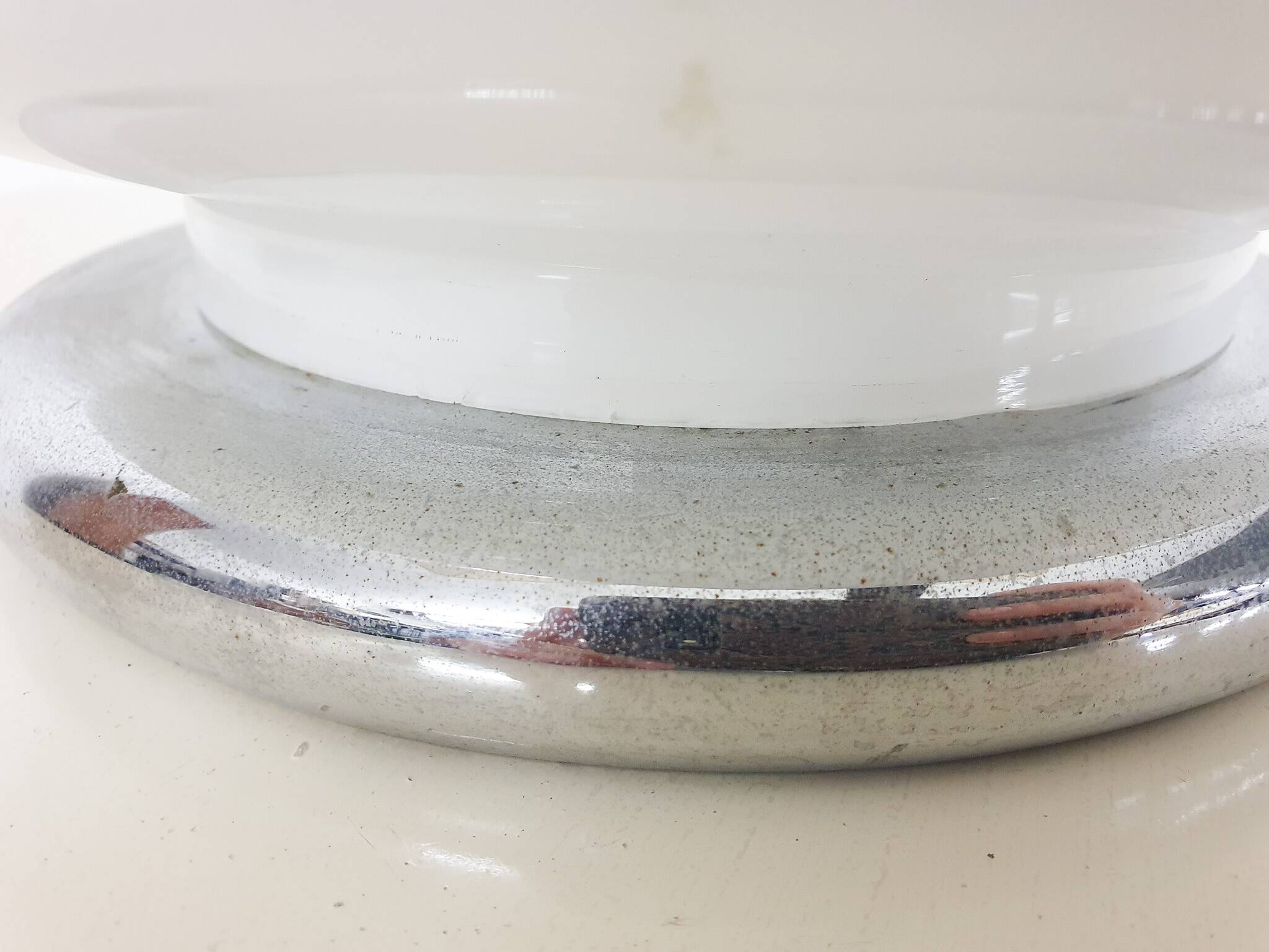 White chrome and opal table light by Leclaire and Schafer, Germany, 1970's