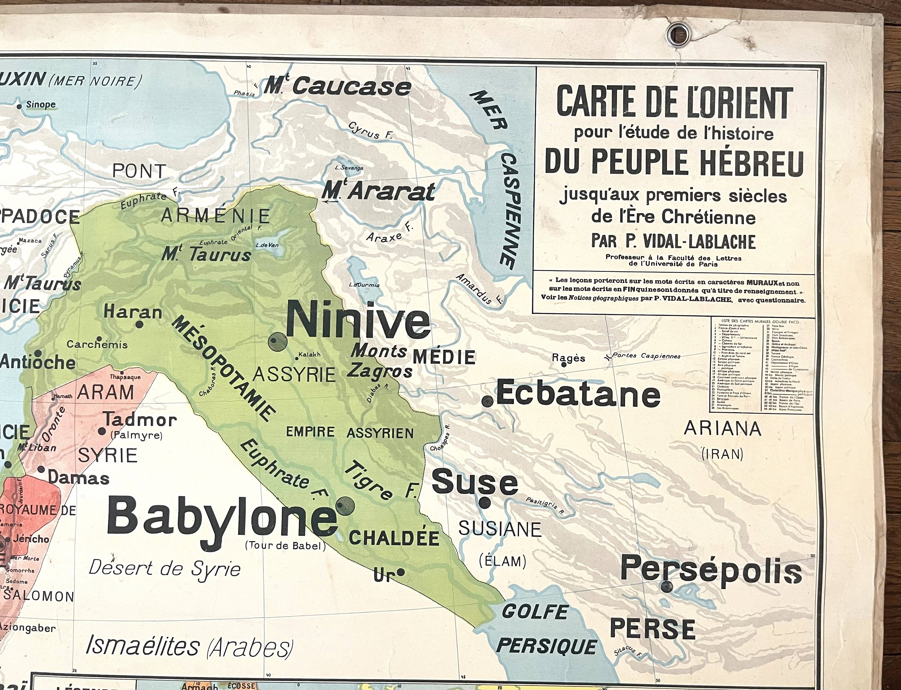 Ancienne carte scolaire Vidal-Lablache 23, 1940, T52 - Orient Palestine