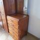 English asymmetrical chest of drawers - Art Deco - Mirror - 2 doors - 5 drawers - Mesh blond oak