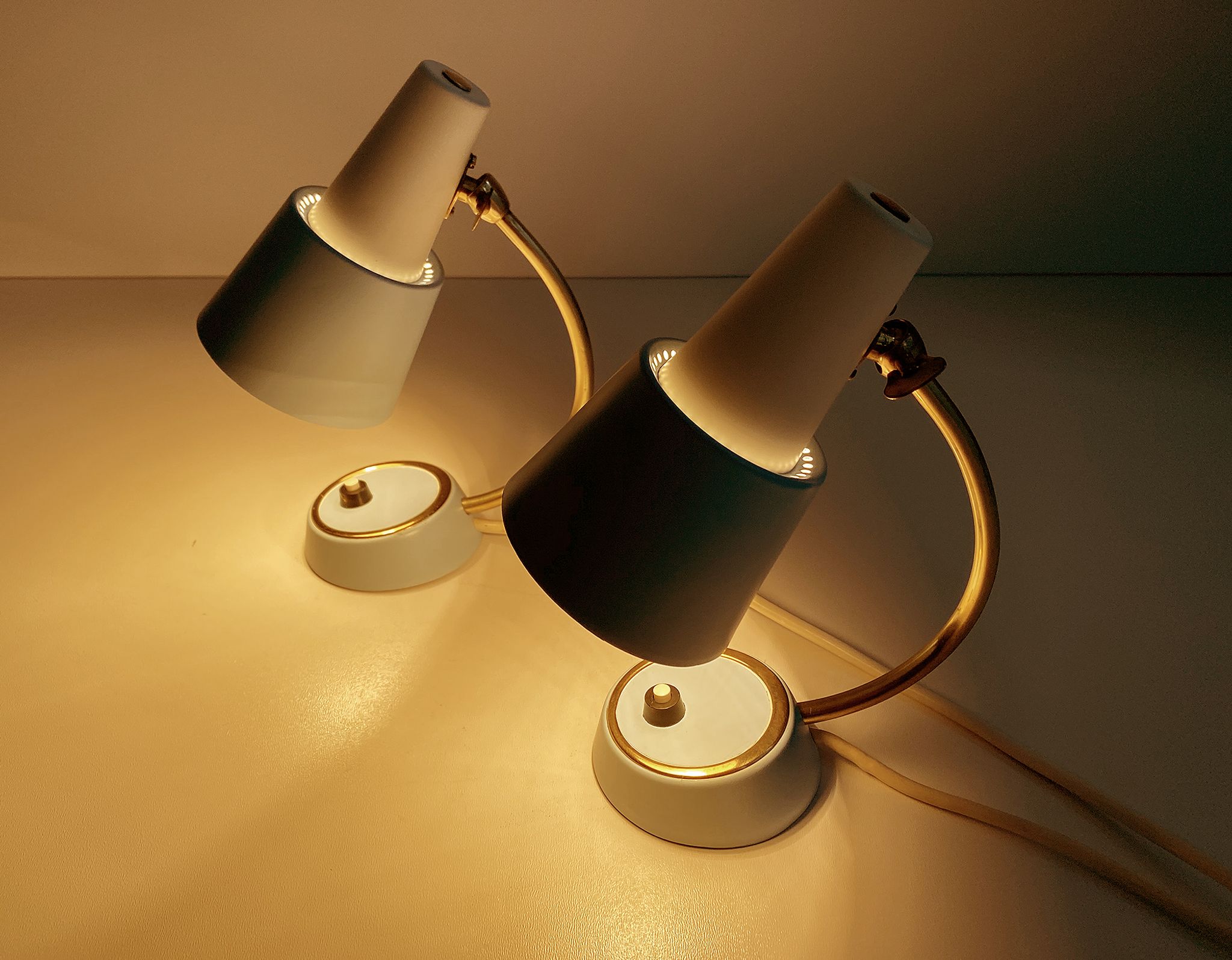 Pair of vintage table or bedside lamps, brass, 50s 60s