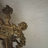 Napoleon III wall mirror with 3 bronze candlesticks and antique figures