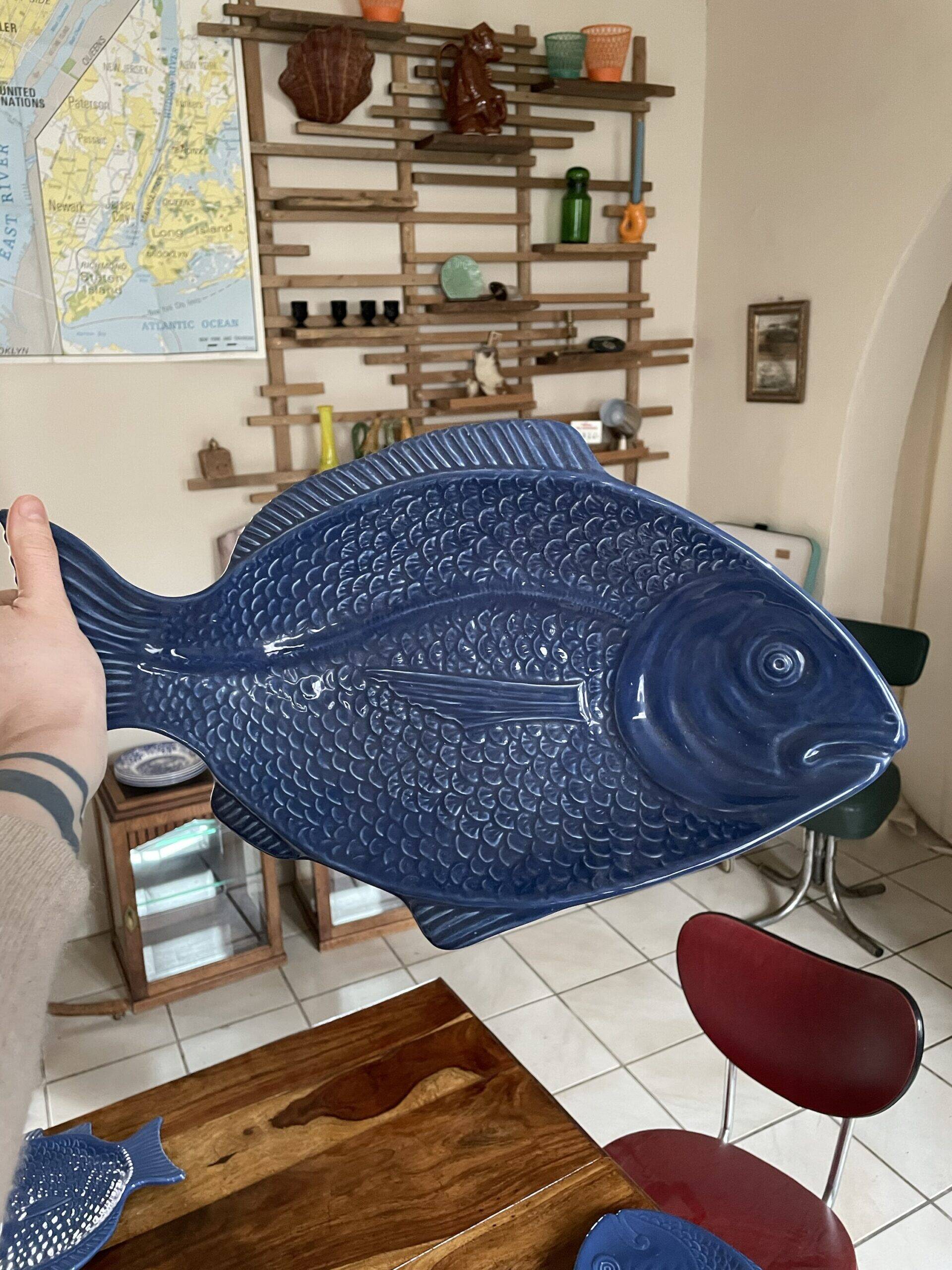 Shallow ceramic fish dish