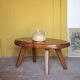 Brutalist coffee table made of elm burl, interior decor, living room table.