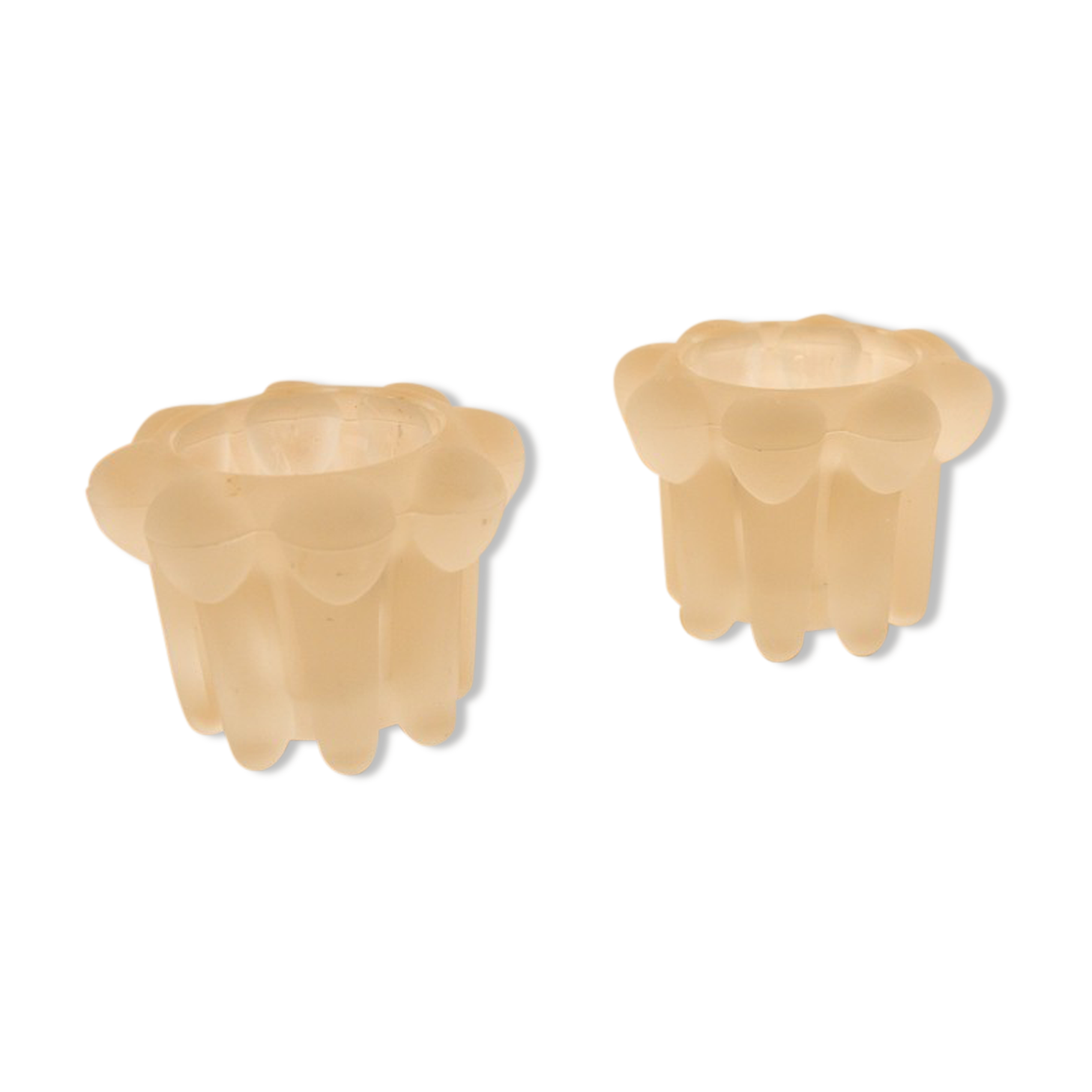 2 matte glass candle holders