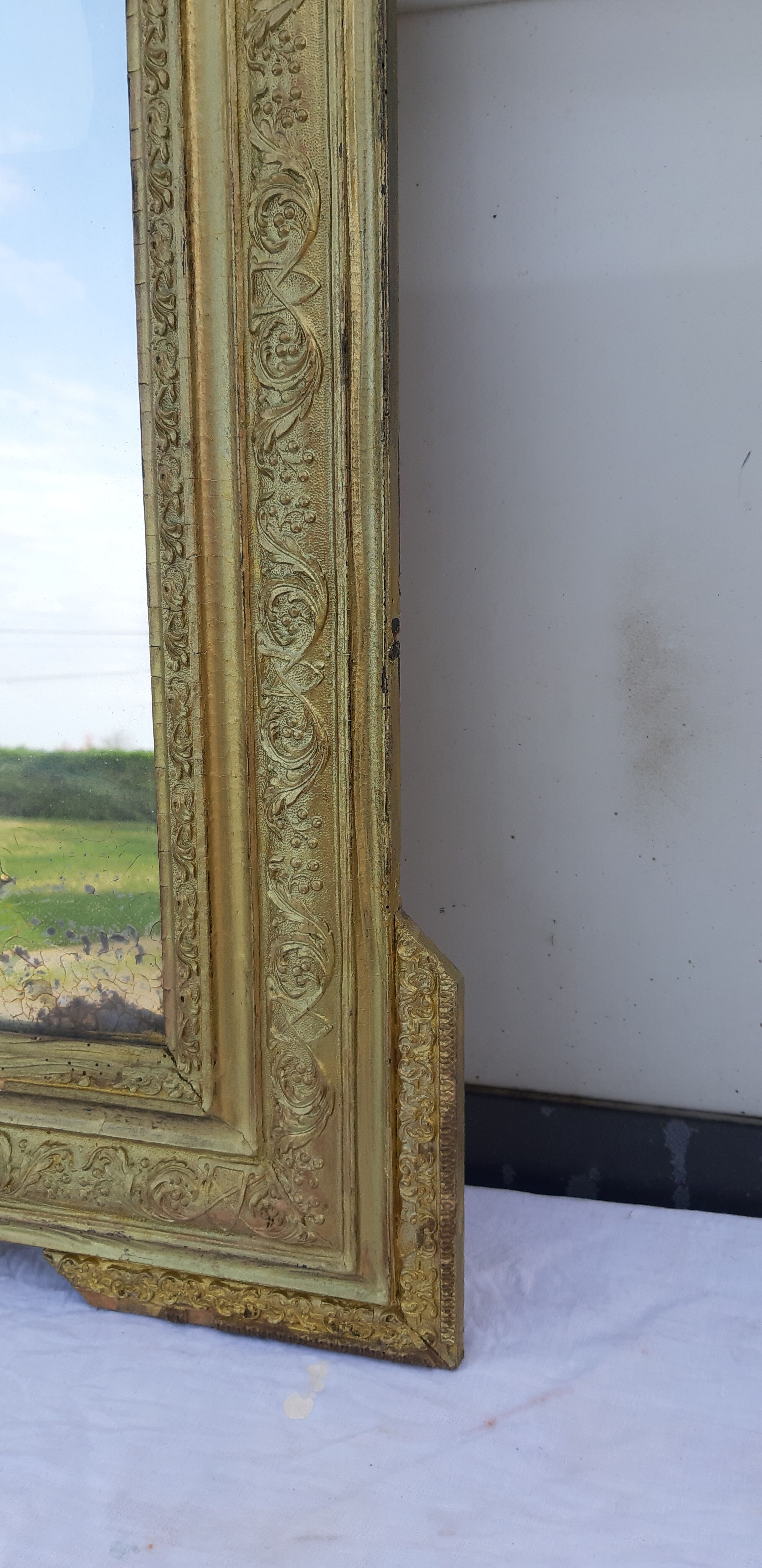 Mirror 19th wood and gilded stuk