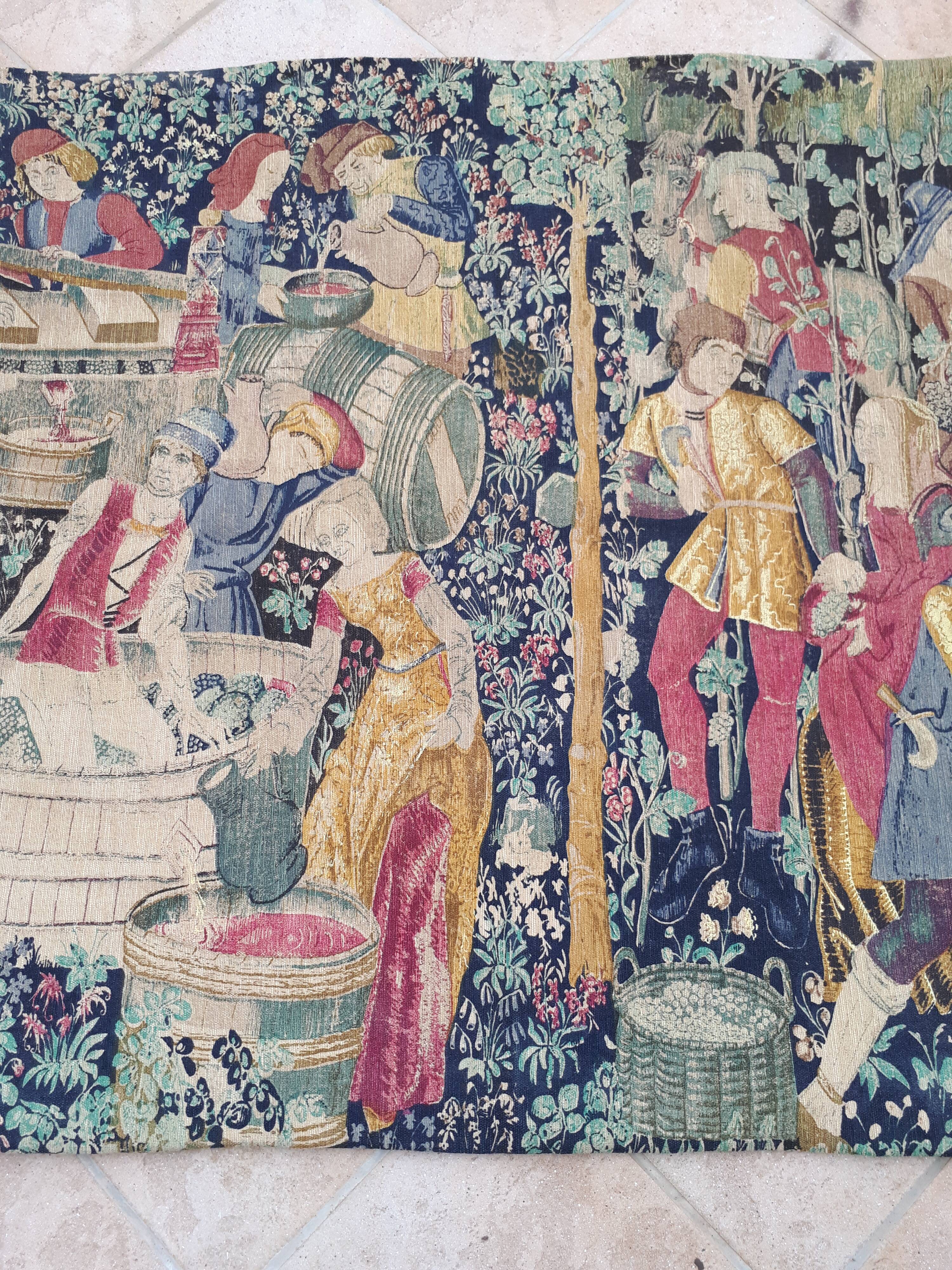 Wall tapestry hanging Les Vendanges Editions ARTIS FLORA numbered