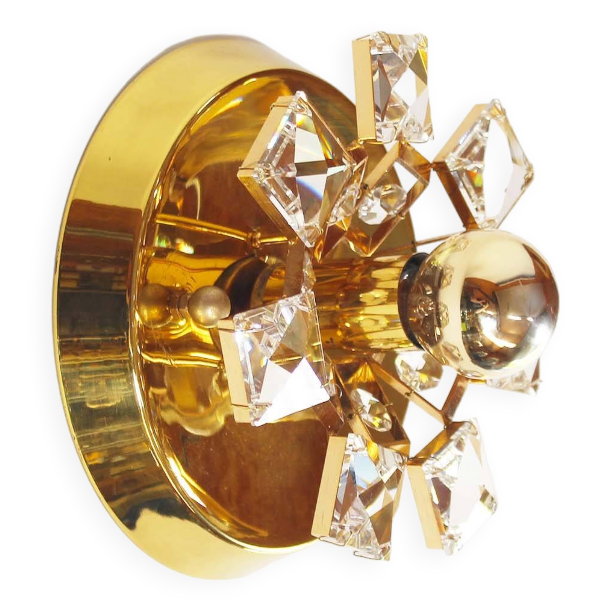 Brass and glass ‘jewel’ wall light by Palwa – Germany 1970’s