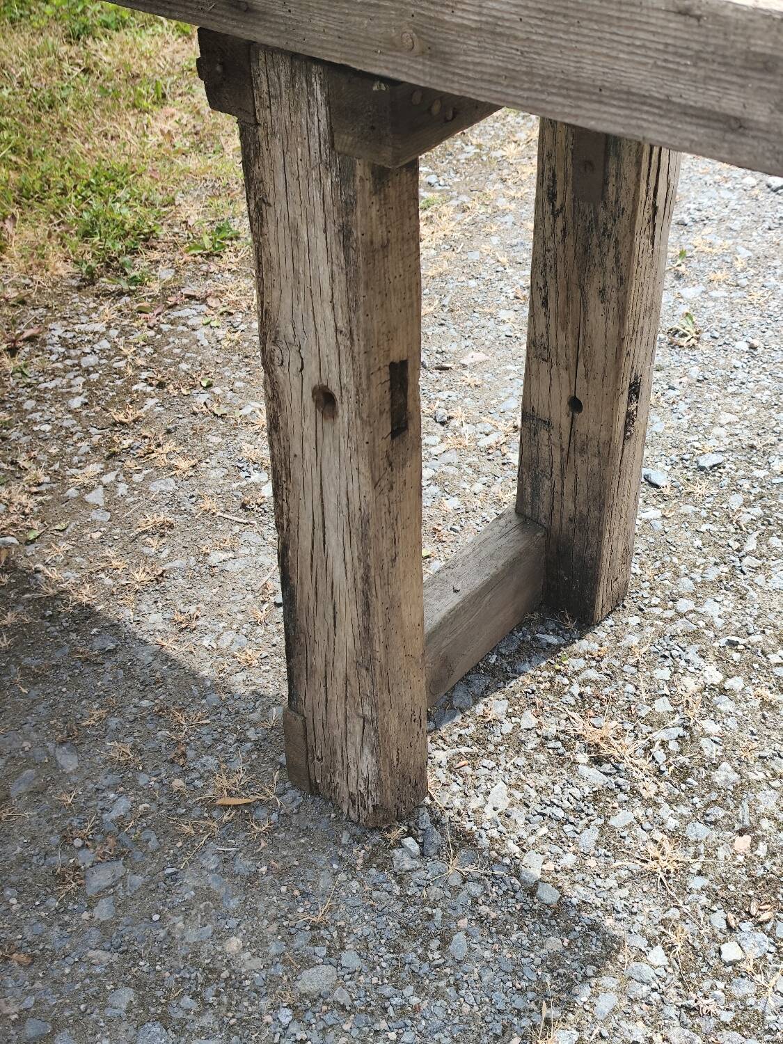Old small 160 cm carpenter's workbench in solid oak