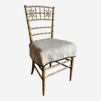 Chair in gilded wood and linen Napoleon III