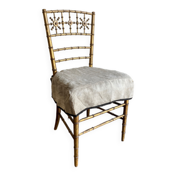Chair in gilded wood and linen Napoleon III