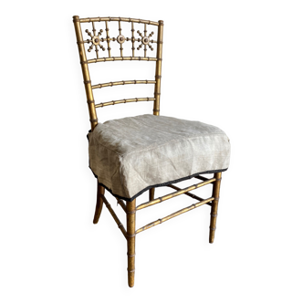 Chair in gilded wood and linen Napoleon III