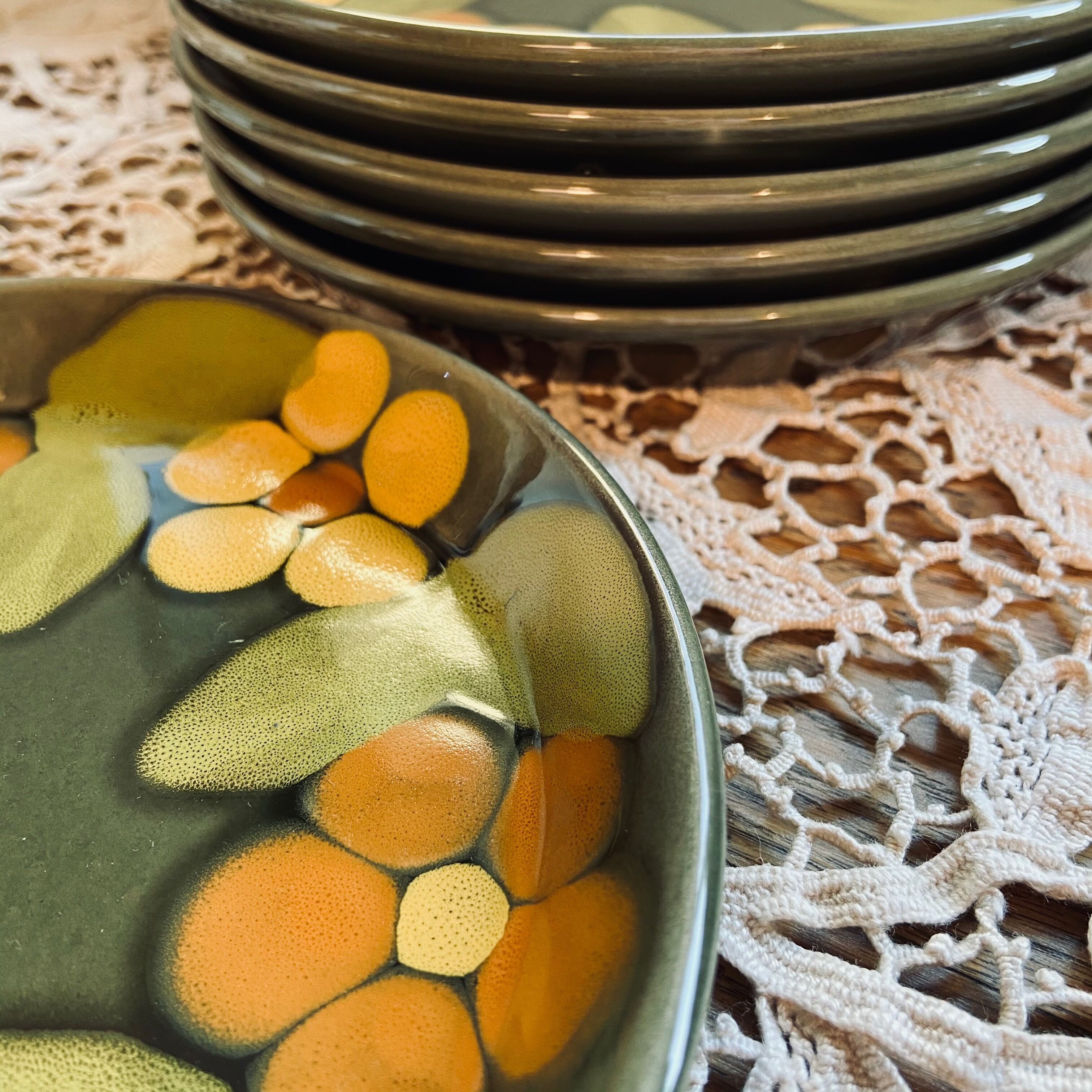 Set of 6 dessert plates - MBFA Pornic-Painted by hand