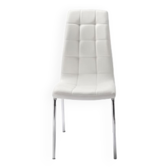 Chaise capitonnée simili cuir blanc