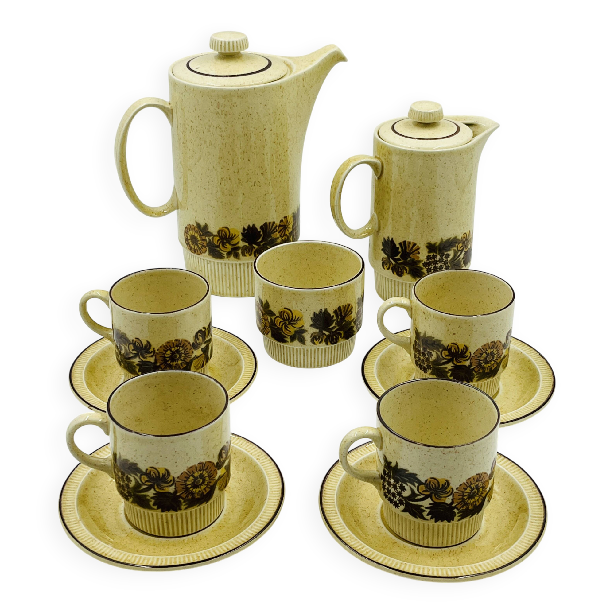 Service à café 4 personnes Poole Pottery modèle Thistlewood
