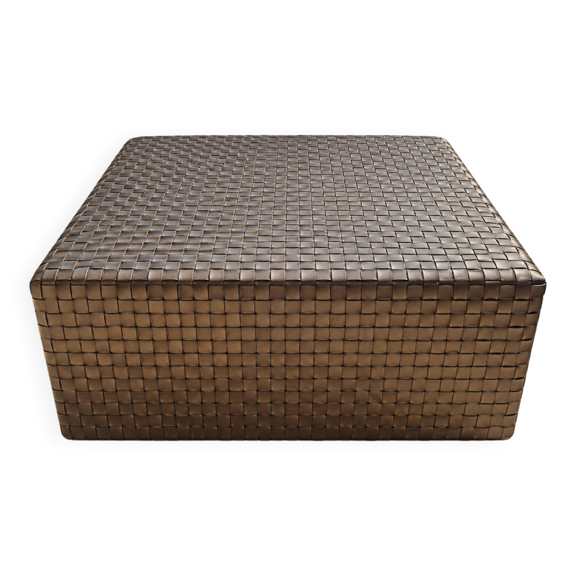 Pouf Dama Enzo Mari for Arte & Cuoio in woven leather