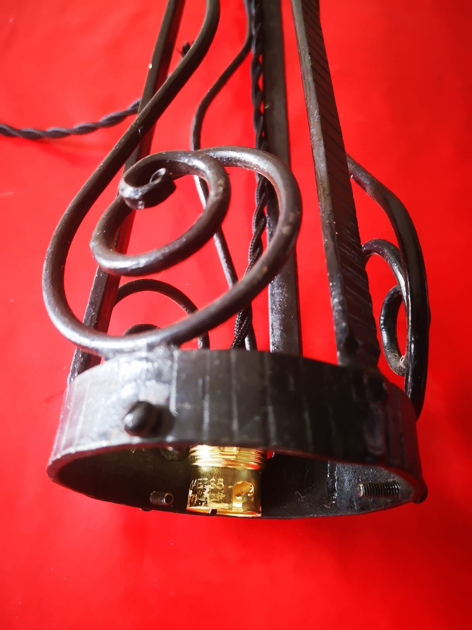 Art deco pendant light 1930 wrought iron