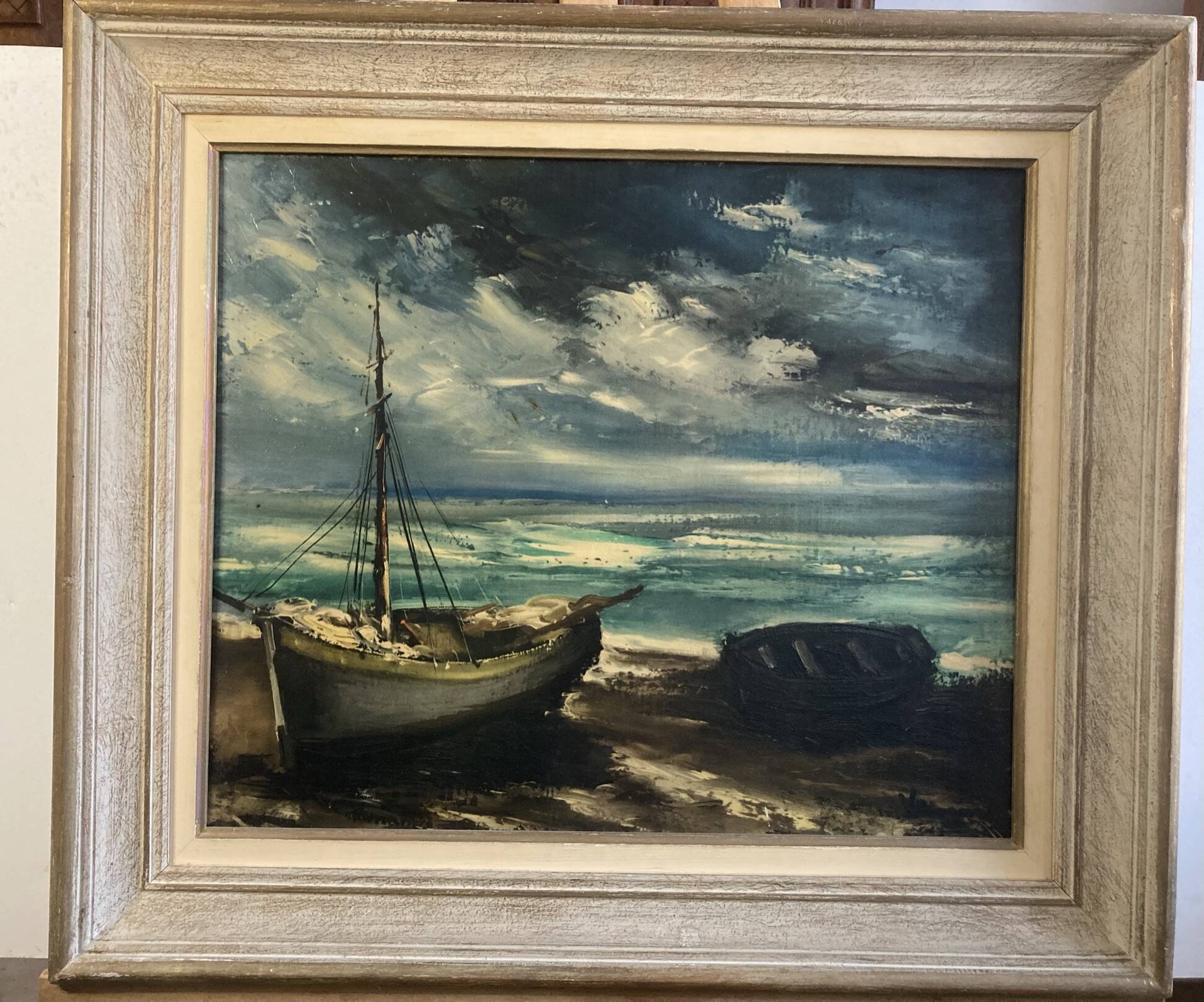 Oil on canvas, marine reproduction after Vlaminck 20th century.