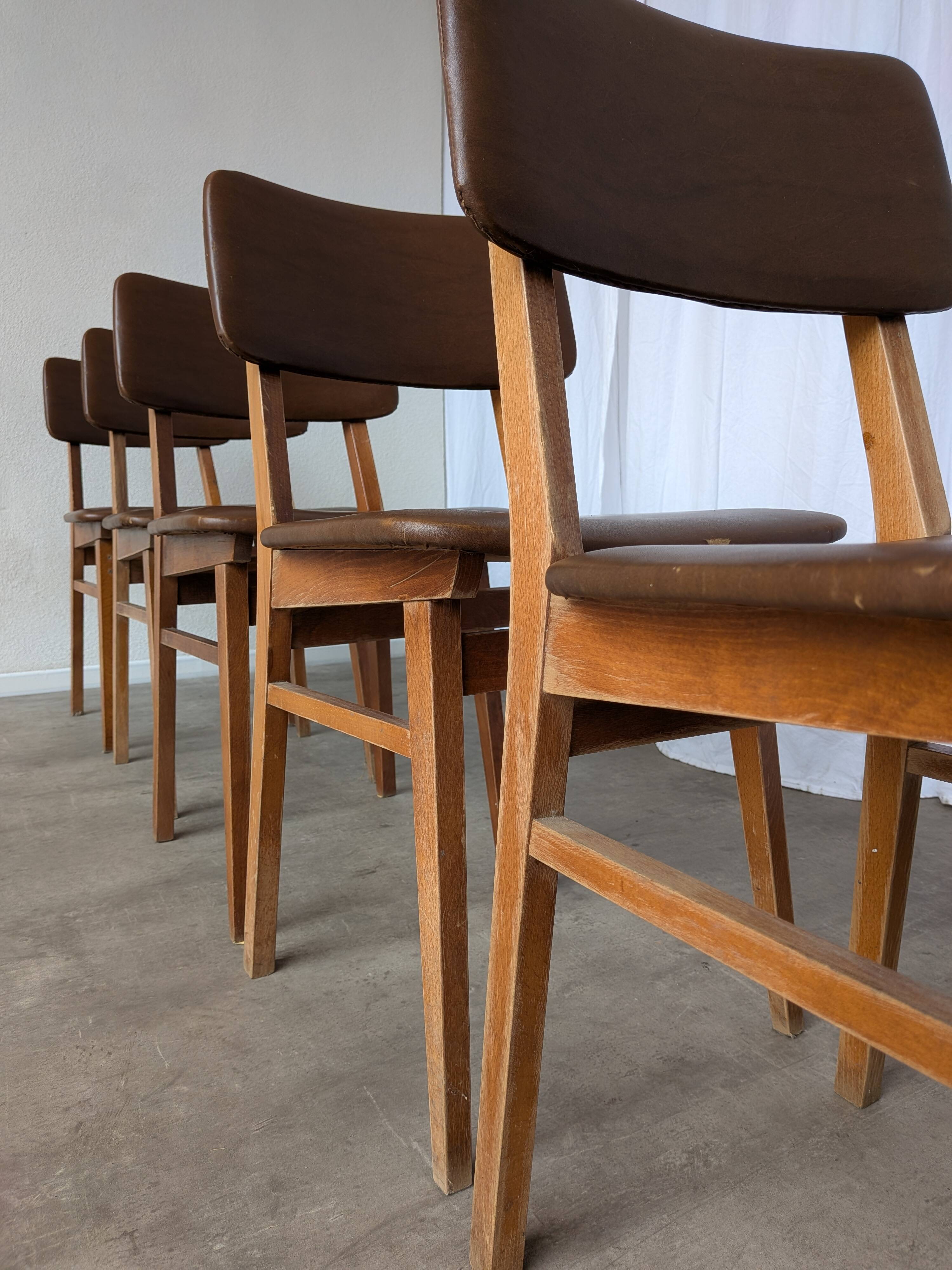 Vintage STOL Kamnik Dining Chair: 1970s Yugoslavian Mid-Century Leather Bis