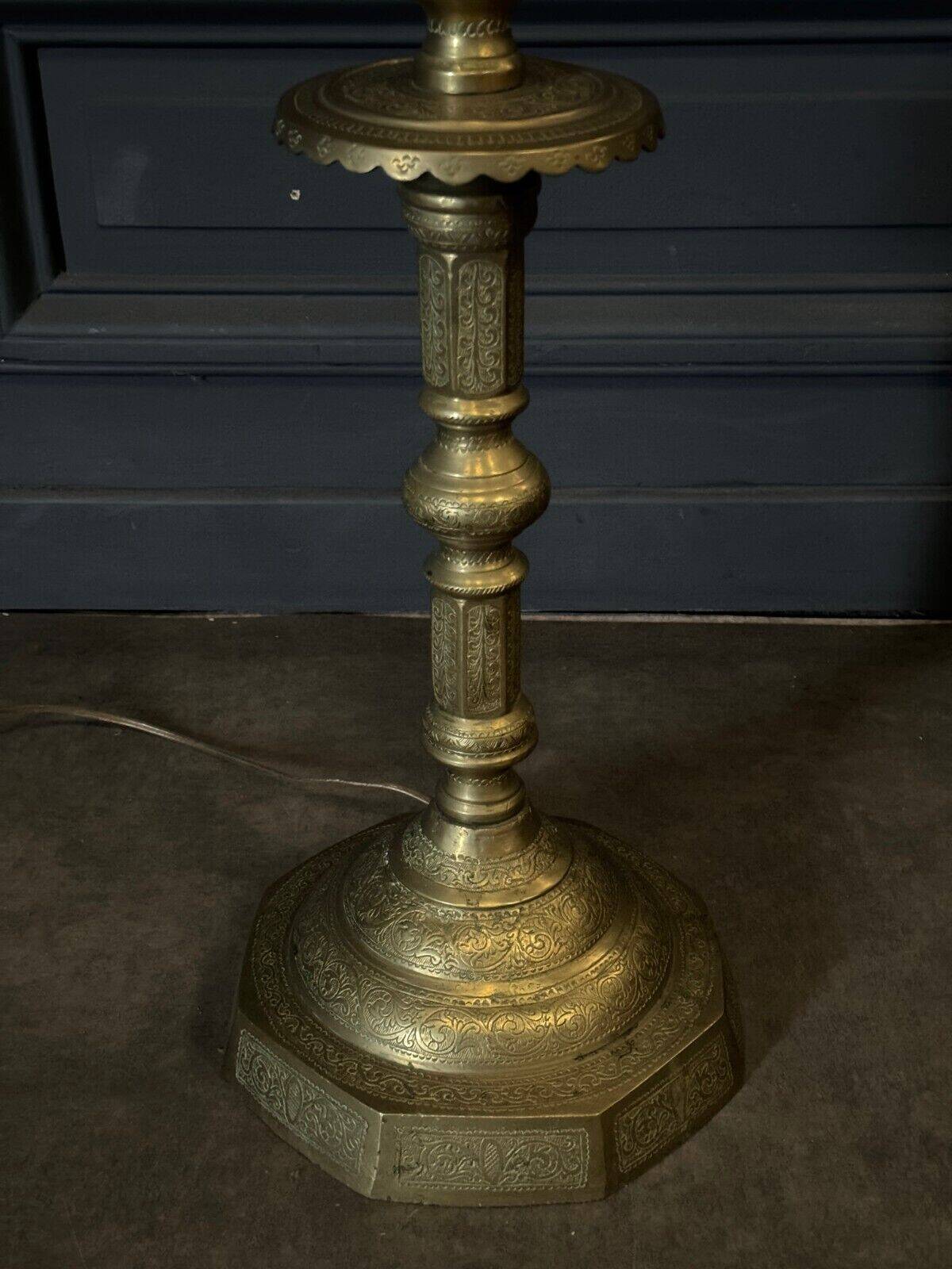 Oriental brass floor lamp from the early 20th century